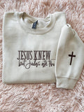 Embroidered Christian Crewneck | Jesus Knew, Grace & Humor
