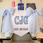 Personalized Baby Name Banner with Monogram | Blue Gingham Bow Nursery Wall Hanging