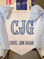 Personalized Baby Name Banner with Monogram | Blue Gingham Bow Nursery Wall Hanging