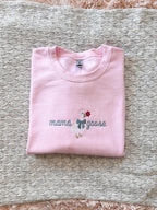 Mama Goose Embroidered Crewneck | Vintage Floral Mom Sweatshirt
