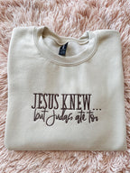 Embroidered Christian Crewneck | Jesus Knew, Grace & Humor