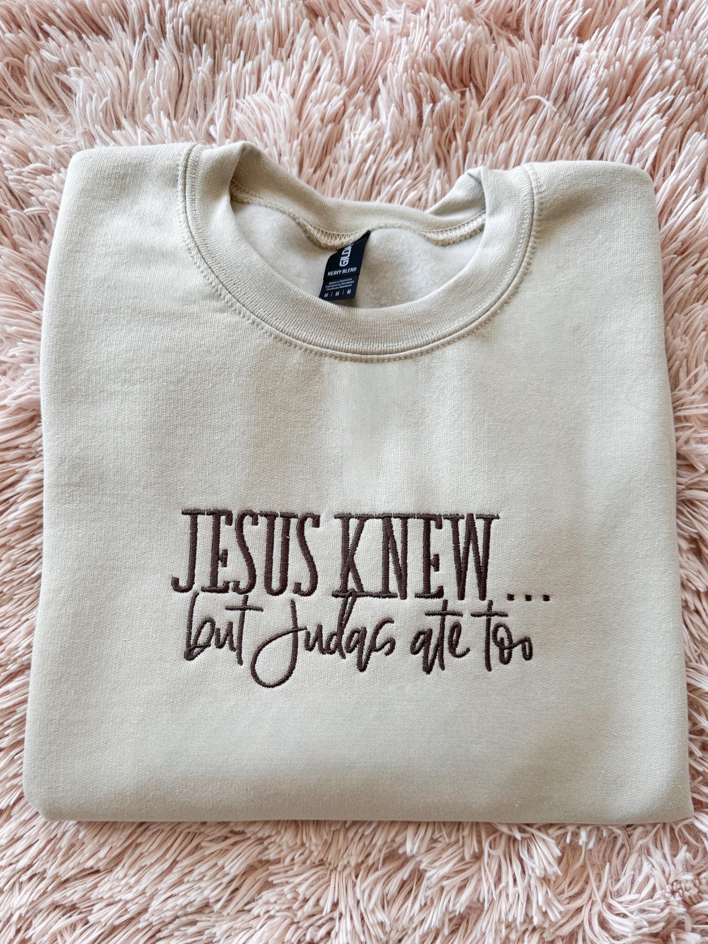 Embroidered Christian Crewneck | Jesus Knew, Grace & Humor