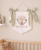 Embroidered Baby Name Banner | Custom Nursery Wall Hanging, Monogram Decor