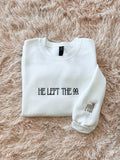 Embroidered Christian Sweatshirt | He Left the 99, Lamb Sleeve Detail