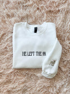 Embroidered Christian Sweatshirt | He Left the 99, Lamb Sleeve Detail