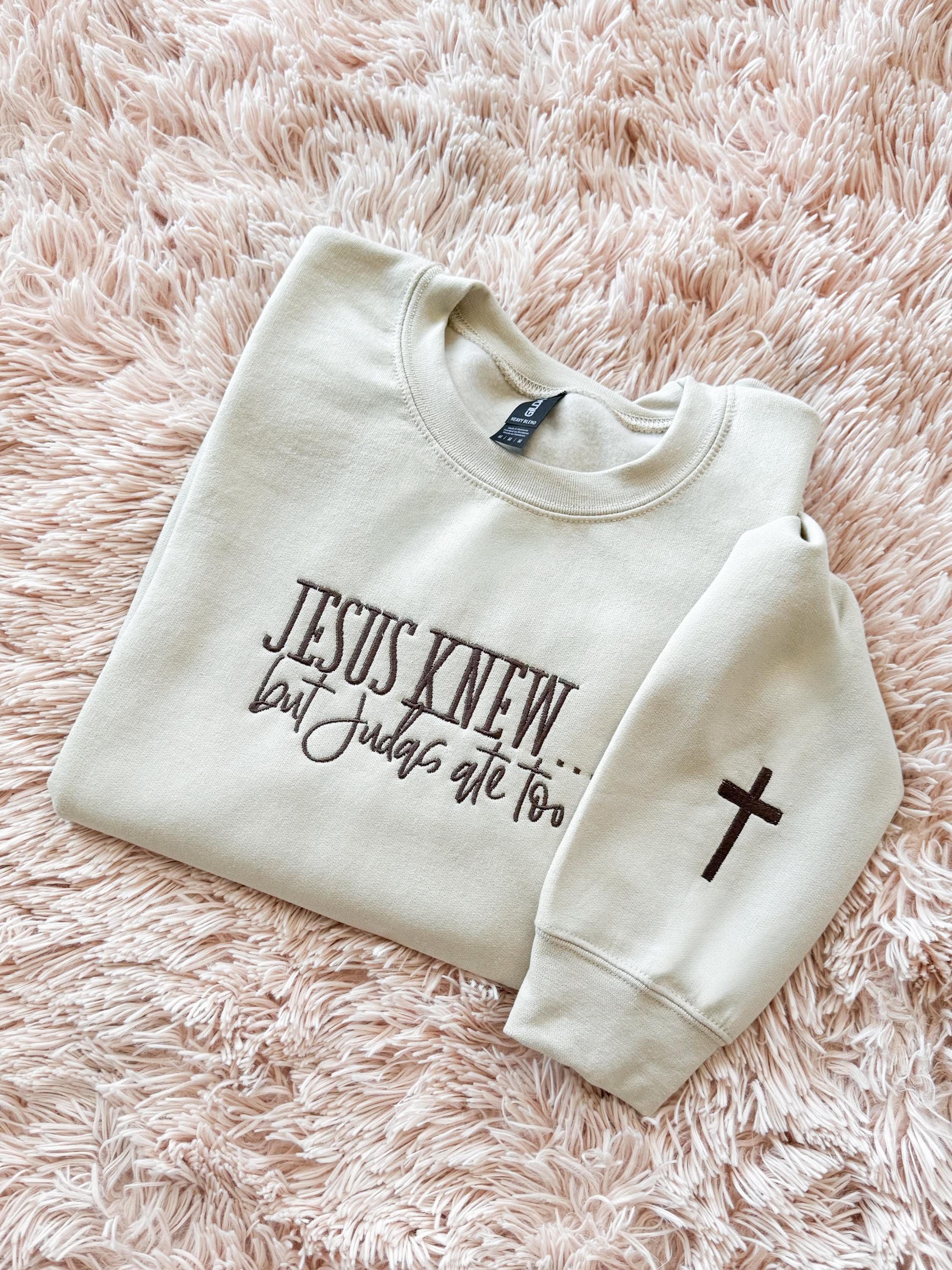 Embroidered Christian Crewneck | Jesus Knew, Grace & Humor
