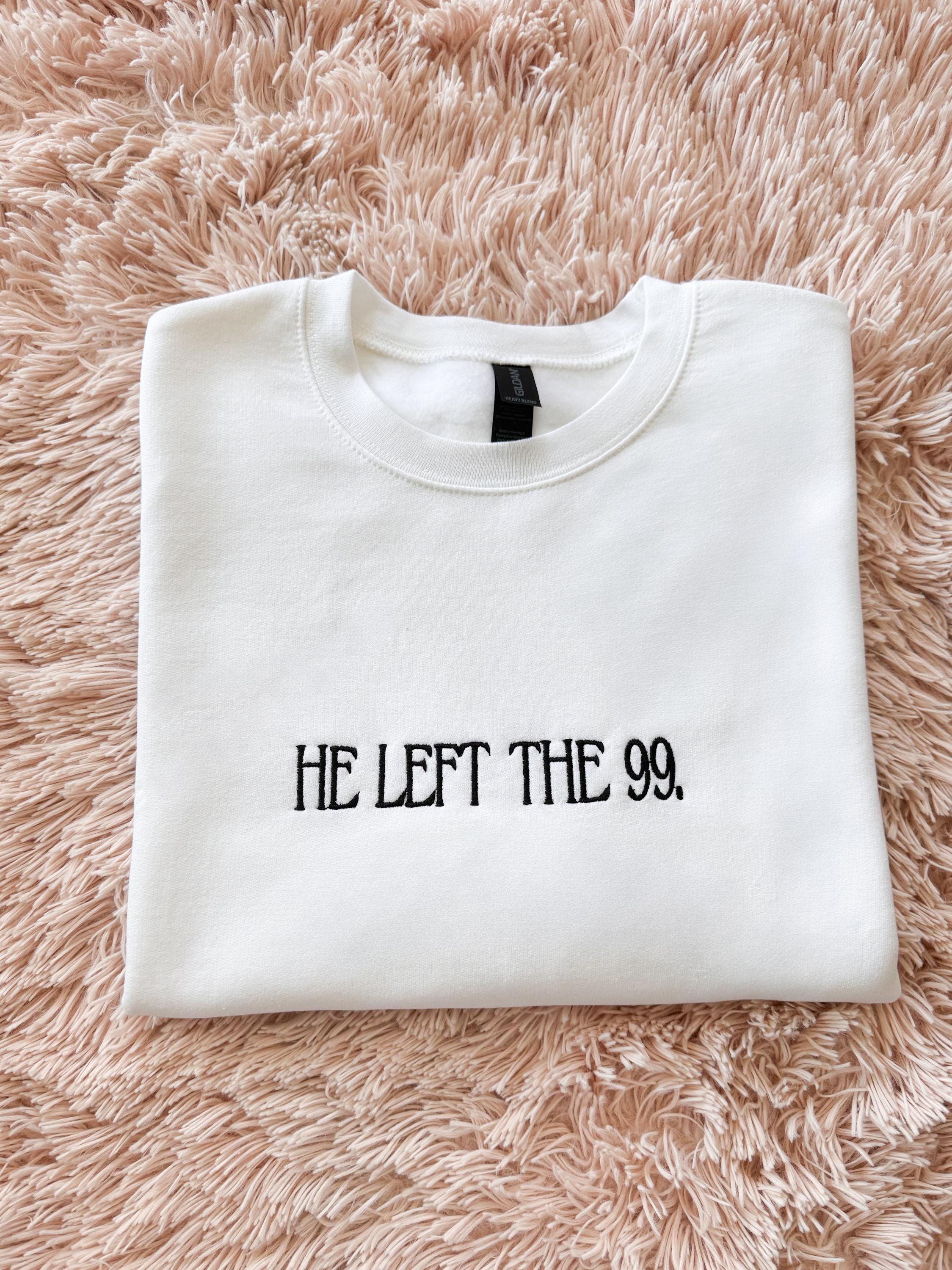 Embroidered Christian Sweatshirt | He Left the 99, Lamb Sleeve Detail